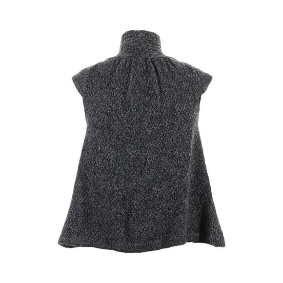 🌺 TopShop Buttoned Mock Neck Cap Sleeve Cardigan Knit Sweater Size 6 Neutral - Picture 2 of 11